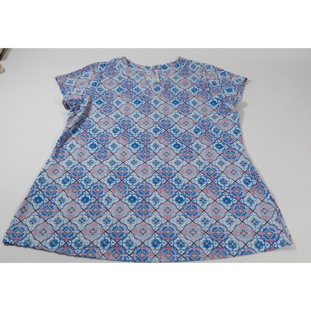 Swimsuits For All Swim Top Womens 18/20 Blue Pink Geometric Coverup